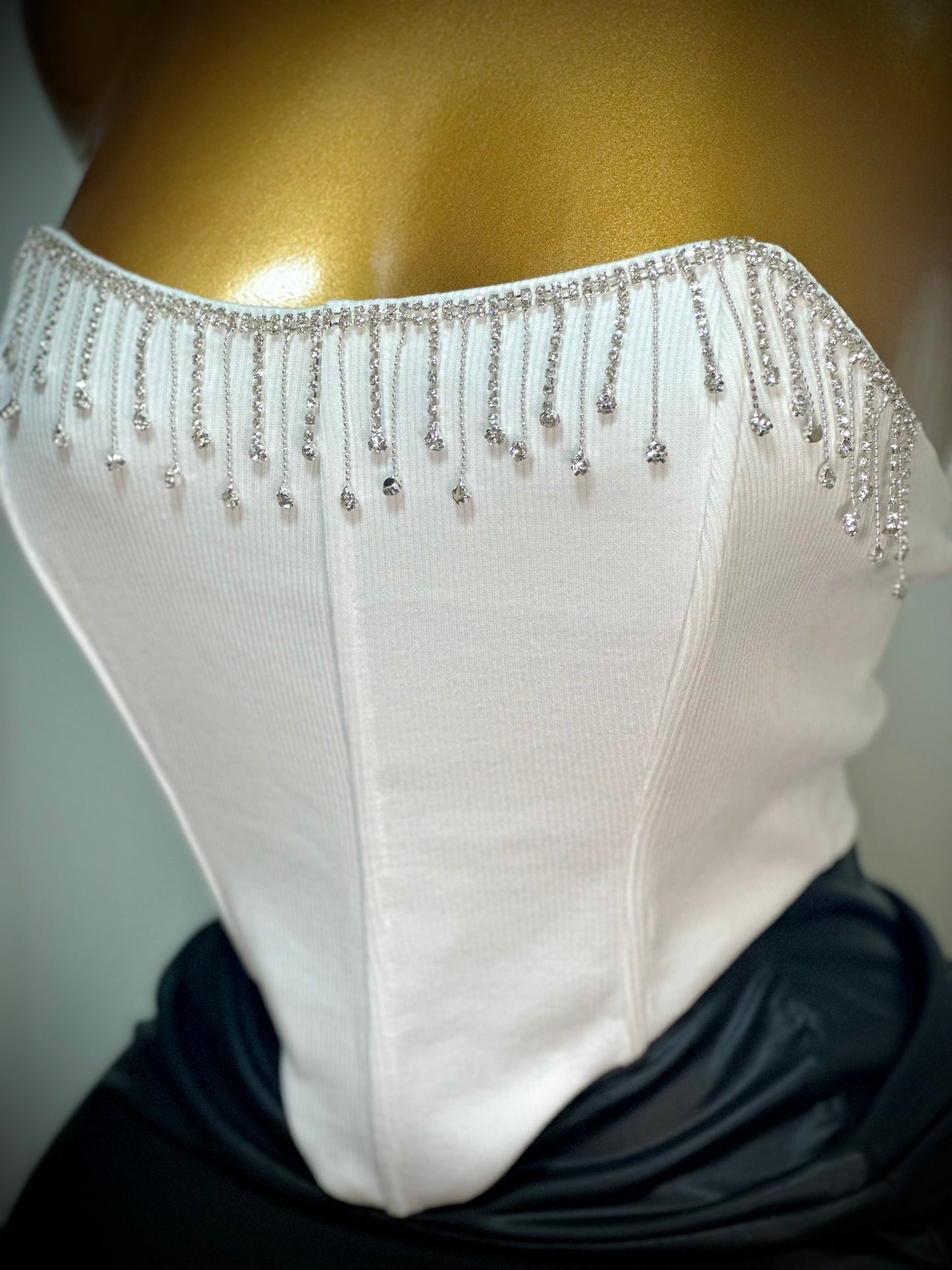 Black Sequin Strapless Crop Top - Night Out Collection