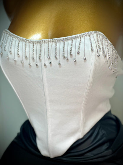 Black Sequin Strapless Crop Top - Night Out Collection