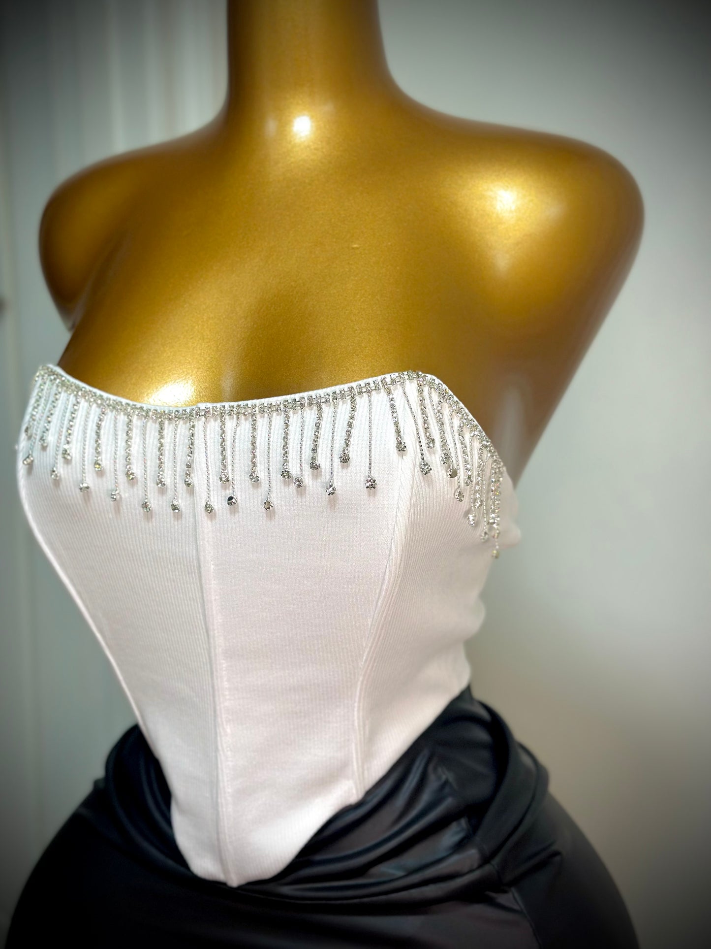 Black Sequin Strapless Crop Top - Night Out Collection