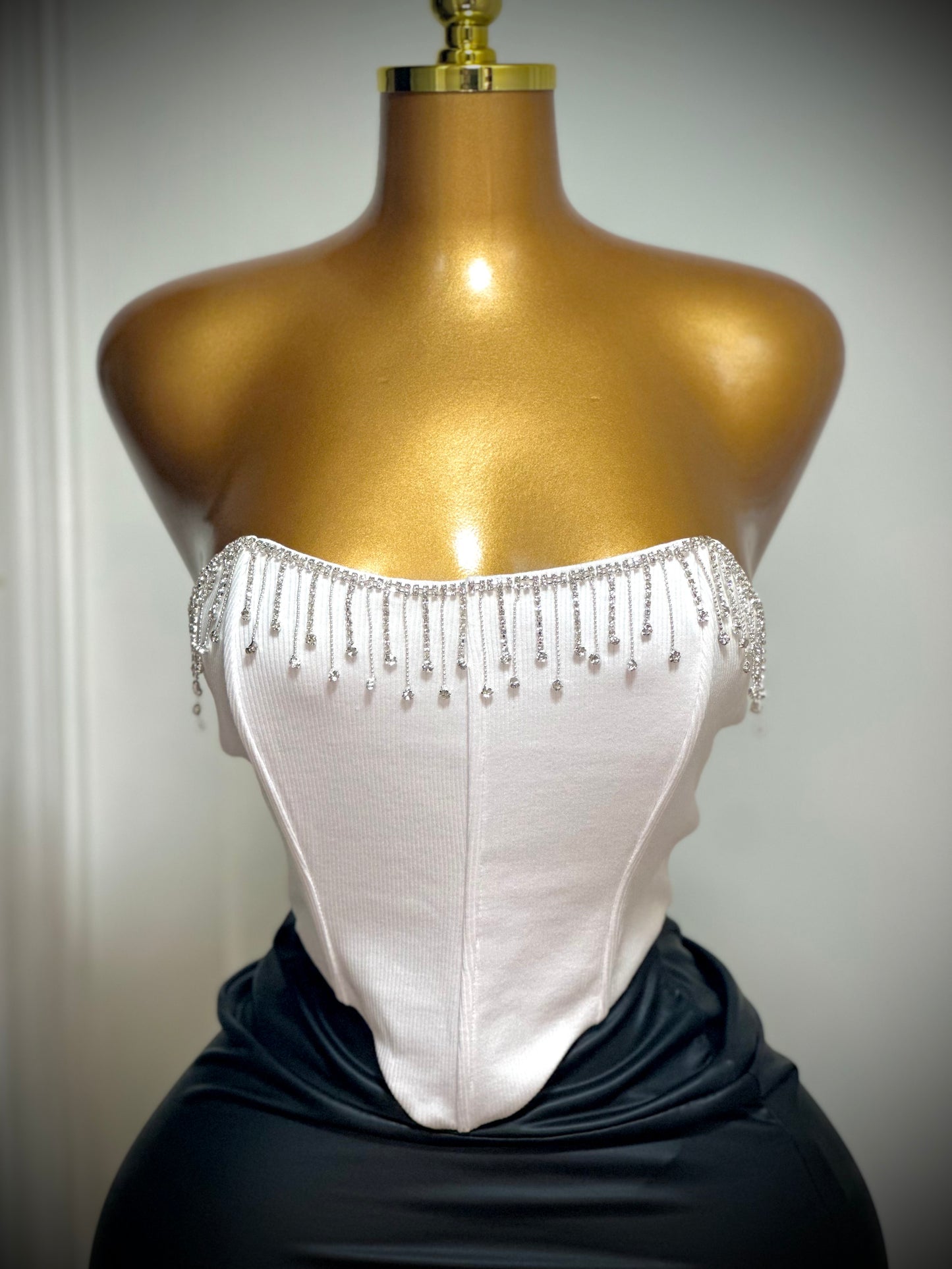 Black Sequin Strapless Crop Top - Night Out Collection