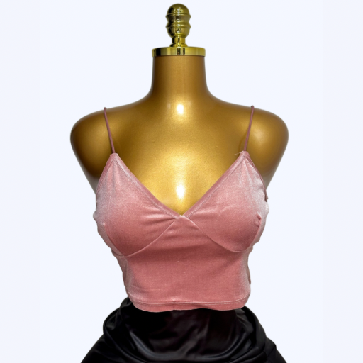 Top corto rosado sin mangas