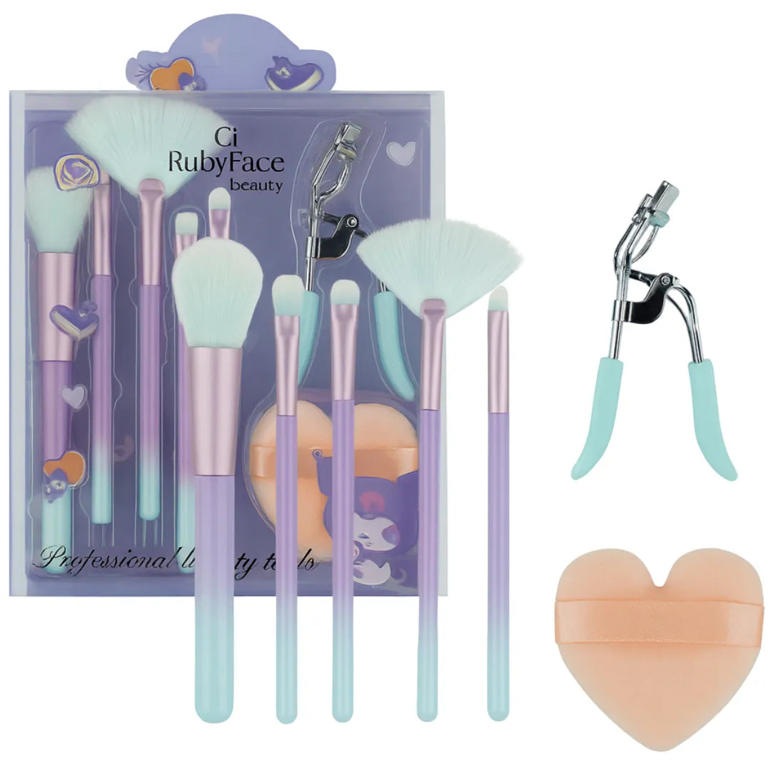 Kit de Brochas + Encrespador + Borla Ruby Face