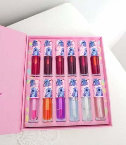 12Pcs Cute Lip Gloss Set Glossy Lip Tint Moisturizing Waterproof Lip Gloss Lip Stain Girls Party Gift Favors Lips Makeup